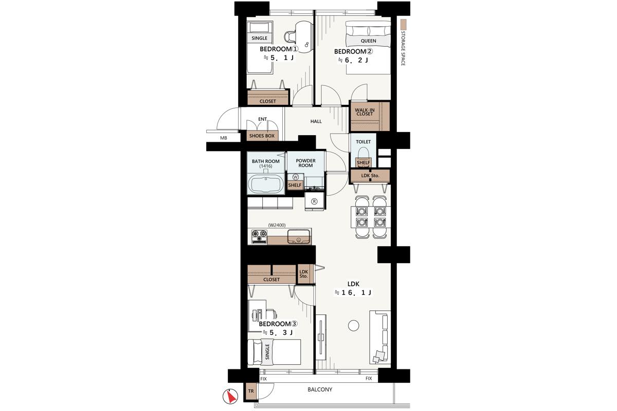 西船橋ハイム3号棟 409号室